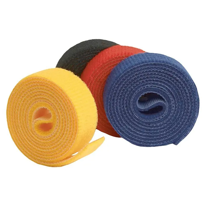 Label The Cable Klettband Roll Strap - Bunt, Blau, Gelb, Rot, Schwarz, 1 m x 16 mm x 2 mm - Vorderansicht