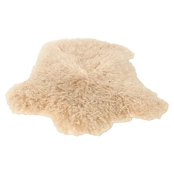 Esbeco Deko-Tibetschaffell - Beige, 100 x 70 cm, 100 % Echtfell - Vorderansicht