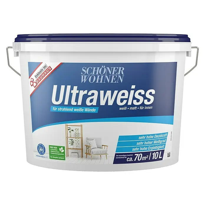 SCHÖNER WOHNEN-Farbe Wandfarbe Ultraweiß - Weiß, 10 l, Matt