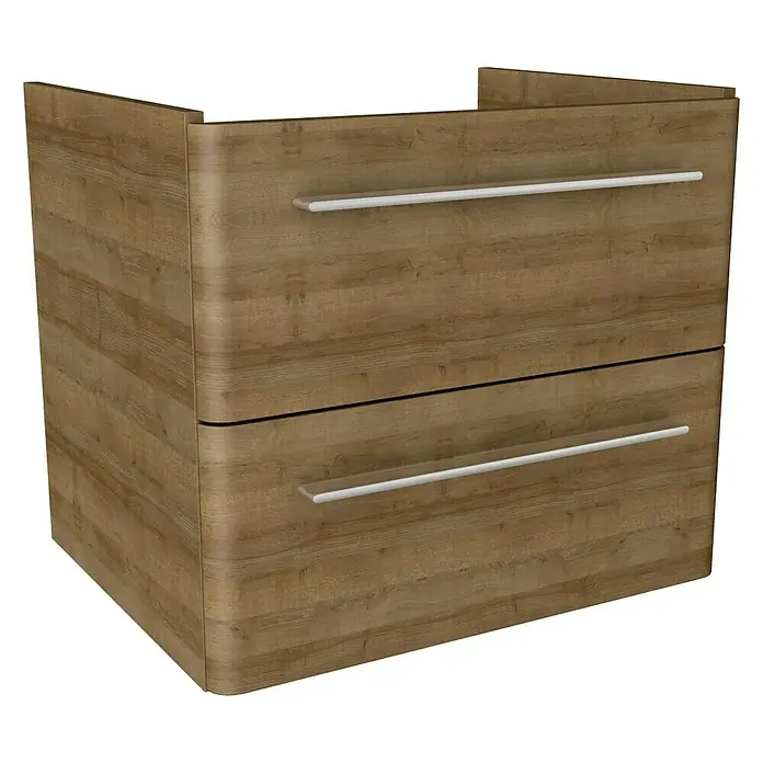 Modern 3.0 Waschtischunterschrank - 56 x 49 x 48,7 cm, 2 Schubkästen, Berg Eiche, Matt - Linke Seitenansicht