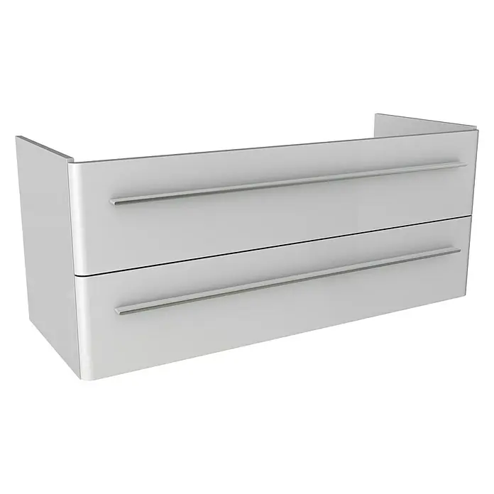 Modern 3.0 Waschtischunterschrank - 116 x 49 x 48,7 cm, 2 Schubkästen, Weiß, Hochglanz - Linke Seitenansicht
