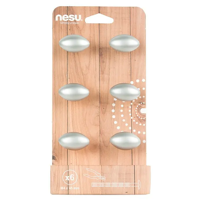 Nesu Set de tiradores para muebles 4617 6 uds. - L x An x Al: 34 x 20 x 24 mm, Acero, Cromado