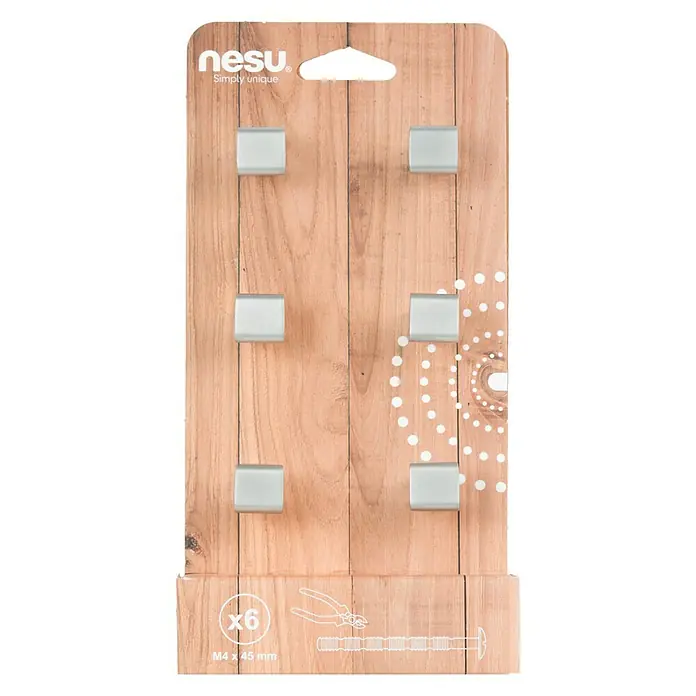 Nesu Set de tiradores para muebles 3351 6 uds. - L x An x Al: 1,5 x 1,5 x 2 cm, Acero