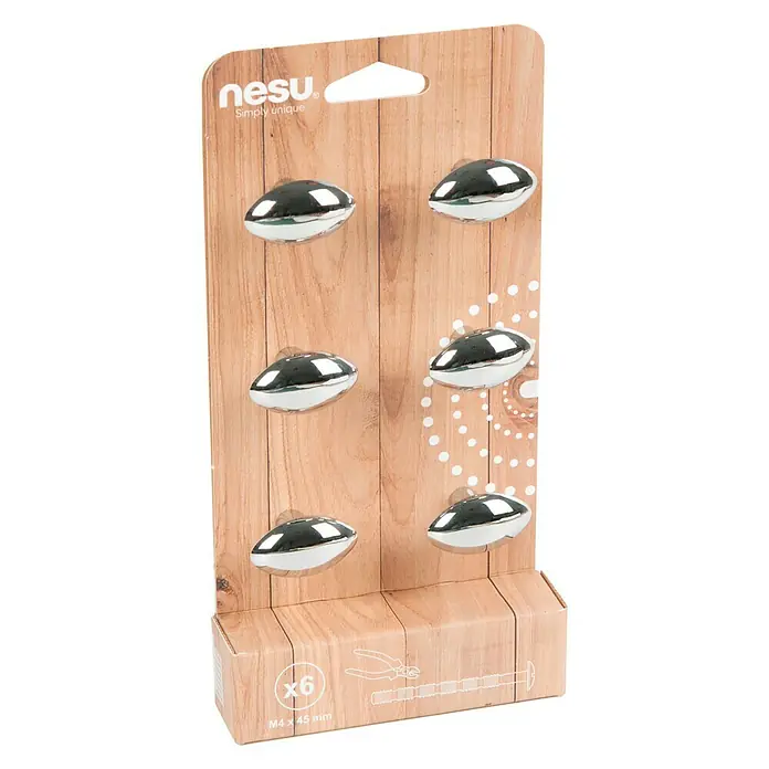 Nesu Set de tiradores para muebles 4601 6 uds. - L x An x Al: 34 x 20 x 24 mm, Acero