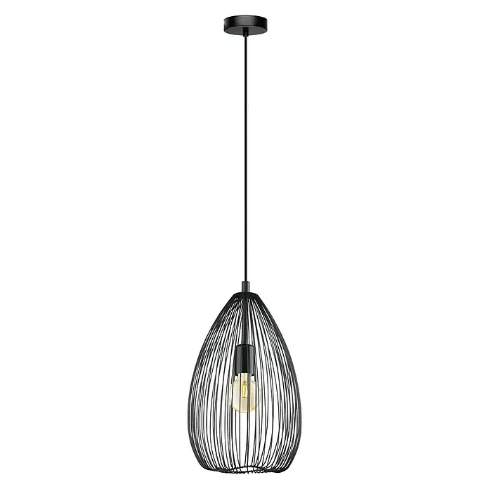 Eglo Clevedon Lámpara colgante redonda - 60 W, Ø x Al: 24 x 110 cm, Negro, E27
