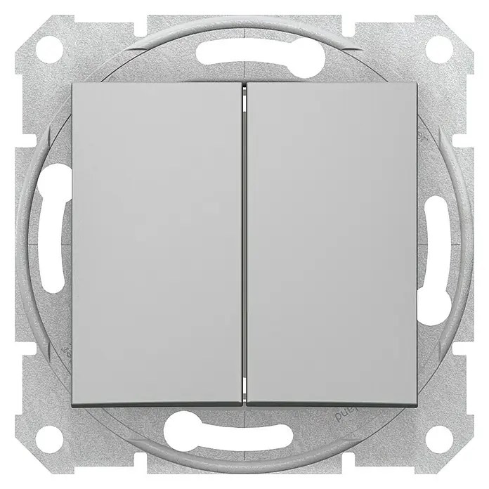 Schneider Electric Sedna Conmutador doble - Aluminio, Empotrado, Plástico, 10 AX