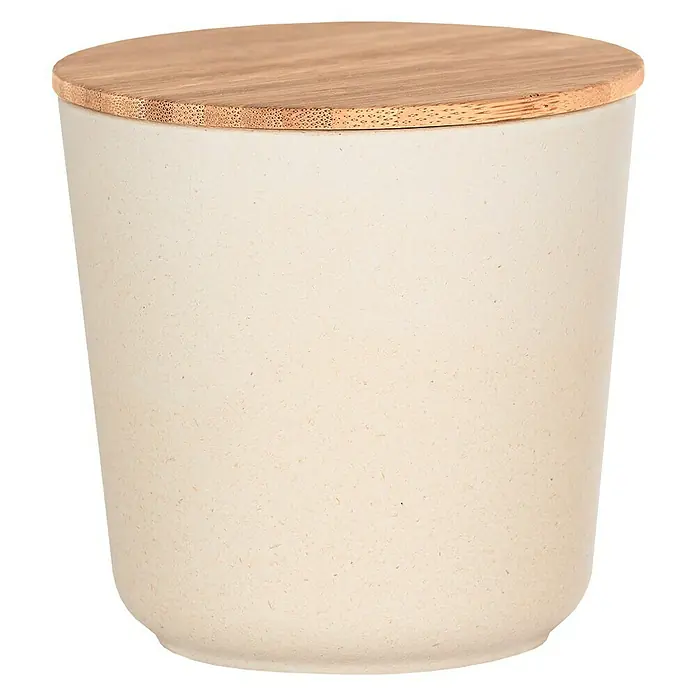 Wenko Bote de cocina Bondy 0,5 l - L x An x Al: 10,5 x 10,5 x 10,5 cm, Bambú, Beige
