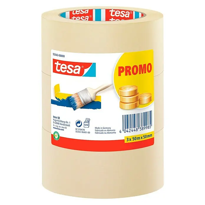 Tesa Malerband Basic - L x B: 50 m x 50 mm, 3 Stk.