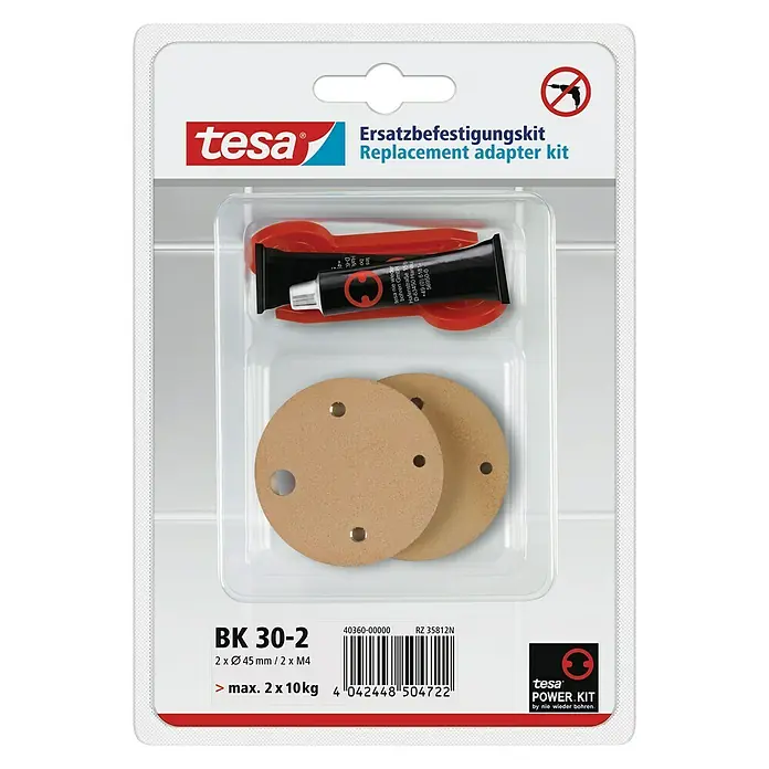 Tesa Montage-Set BK 30-2 - 2 -tlg., Geeignet für: Badutensilien - Vorderansicht