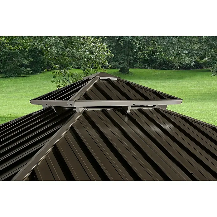 Sojag Pavillon Messina 10 x 12 - L x B x H: 363 x 298 x 292 cm, Champagner, Walmdach - Detailaufnahme