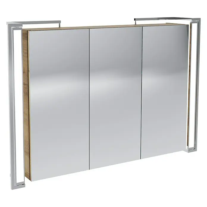 Camargue Flexilight LED-Spiegelschrank - B x H: 92,3 x 65 cm, Mit Beleuchtung, Spanplatte, Berg Eiche - Linke Seitenansicht