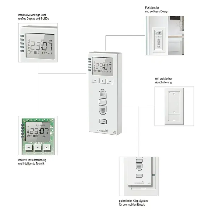 Schellenberg Funk-Zeitschaltuhr Premium - Unterstützte Systeme: Abus Smart Friends System, Geeignet für: 25 Funk-Motoren