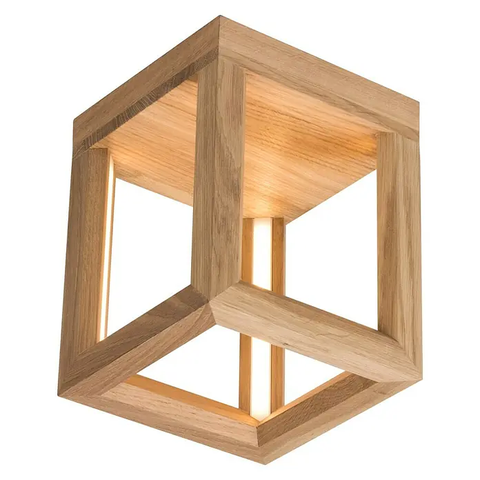 Spotlight LED-Deckenleuchte - 9 W, L x B x H: 18 x 18 x 22 cm, Eiche, Warmweiß - Vorderansicht