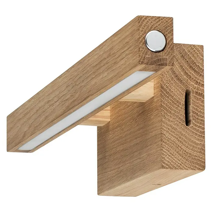 Spotlight LED-Wandleuchte - 5,2 W, L x B x H: 9,5 x 40 x 10 cm, Eiche, Warmweiß - Vorderansicht