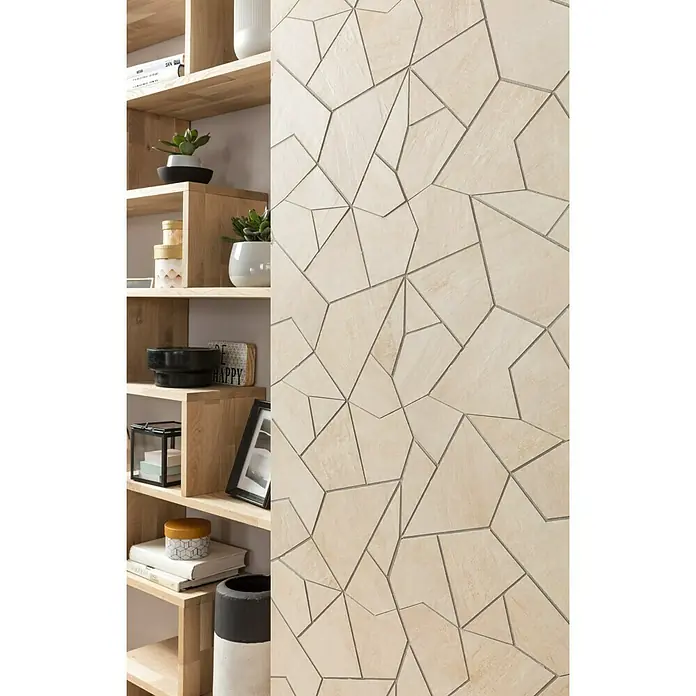Mosaikfliese Polygonalmosaik Canyon - 34,76 x 34,76 cm, Beige, Matt