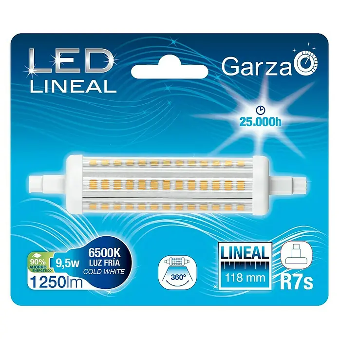 Garza Bombilla LED Lineal - R7s, 9,5 W, Blanco frío, 1.250 lm
