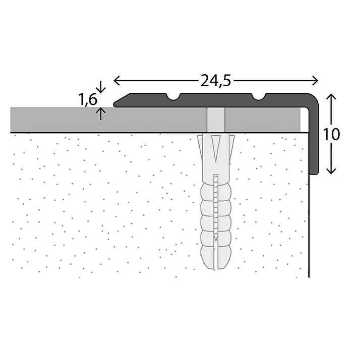 LOGOCLIC Winkelprofil 160 - Sahara, 2,7 m x 24,5 mm x 10 mm, Montageart: Schrauben - Detailaufnahme