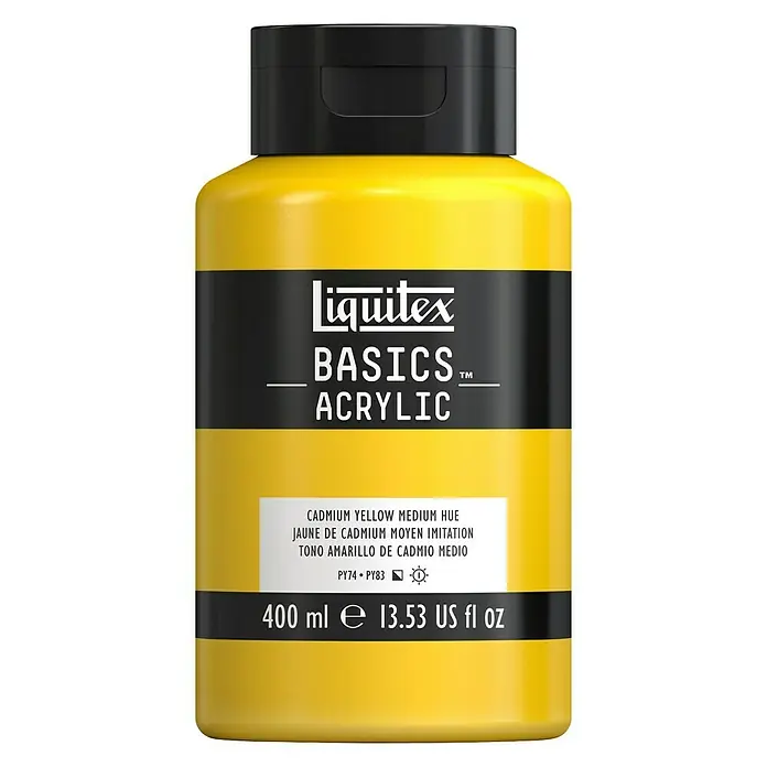 Liquitex Basics Akrilna boja - Boja: Kadmij srednježuto, 400 ml, Boca - Pogled sprijeda