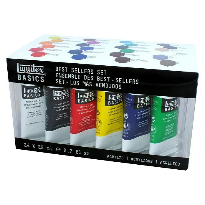 Liquitex Basics Set akrilnih boja - Razvrstano po boji, 24 Kom. x 22 ml, Tuba - Pogled sprijeda