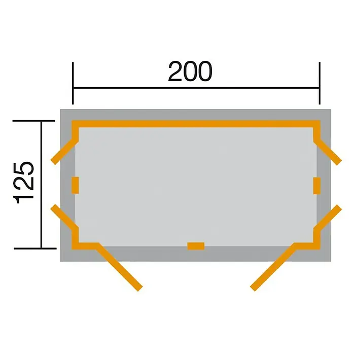 Weka GartenQ Geräteschrank Kompakt - Außenbreite inkl. Dachüberstand: 224 cm, Außentiefe inkl. Dachüberstand: 155 cm, Holz, Schwedenrot, Weiß - Ansicht von oben