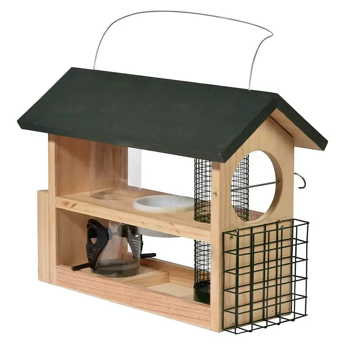 Dobar Futterstation 7-in-1 - 39 x 19 x 29 cm, Natur/Grün - Linke Seitenansicht