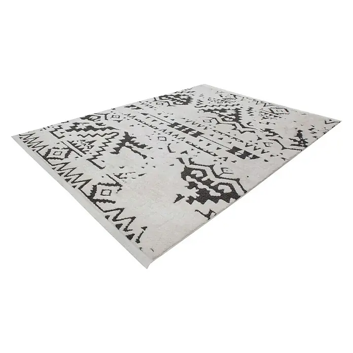 Kayoom Hochflorteppich Agadir - Schwarz/Weiß, 150 x 80 cm, 100% Polypropylen - Linke Seitenansicht