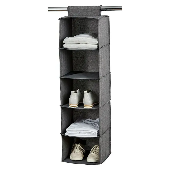 Hängeaufbewahrung - L x B x H: 30 x 30 x 100 cm, Anzahl Fächer: 5 Stk., Leinen - Vorderansicht