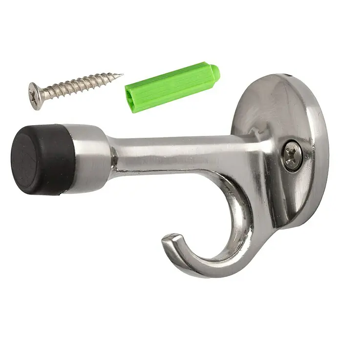 Wandtürstopper L-Form 40x75 mm - B x L: 40 x 75 mm, Montageart: Schrauben, Silber/Schwarz - Rechte Seitenansicht