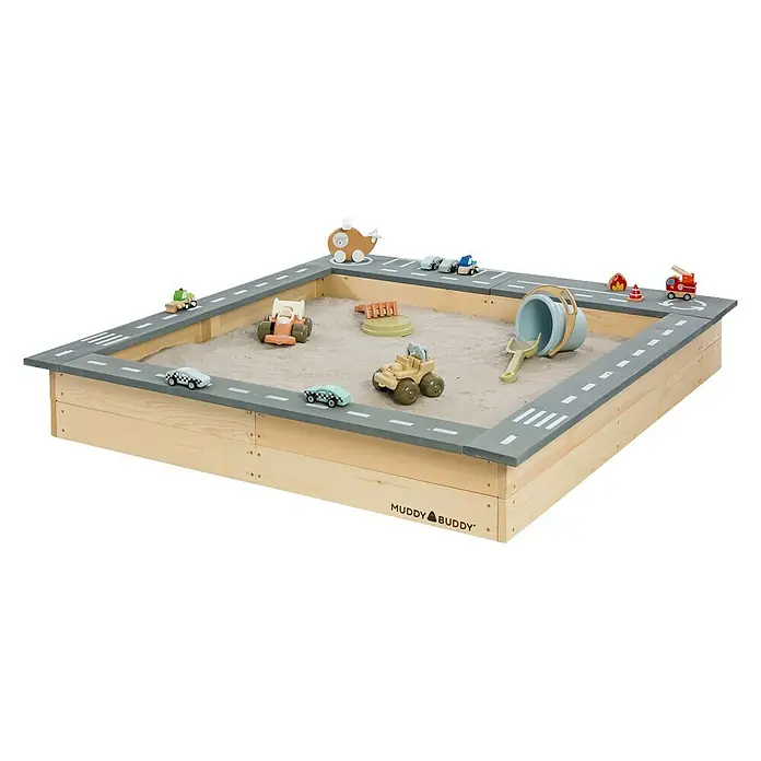 Muddy Buddy Sandkasten Highway Hero - L x B x H: 135 x 125 x 20 cm, Holz