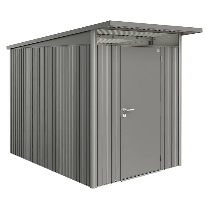 Biohort Gerätehaus AvantGarde - 180 cm, 300 cm, Stahl, Quarzgrau Metallic, Einzeltür - Linke Seitenansicht