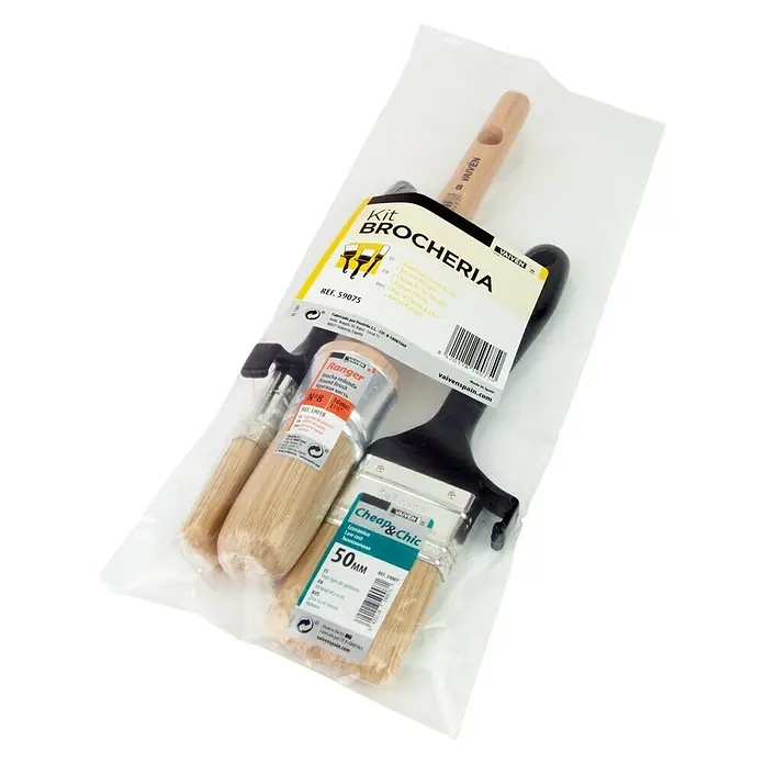 Kit de pinceles Paletinas + Brocha Prensada - 3 pzs.