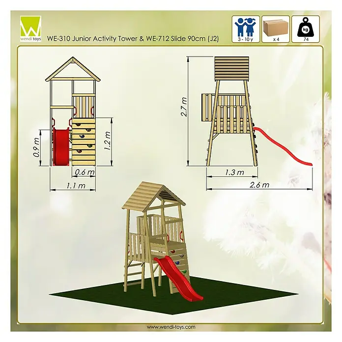 Wendi Toys Kinderspielturm Hase - 260 x 110 cm
