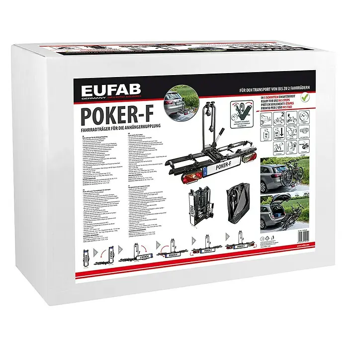 Eufab Fahrradträger Poker-F - Geeignet für: 2 Fahrräder, Traglast: 60 kg, Passend für: Fahrzeuge mit Anhängerkupplung