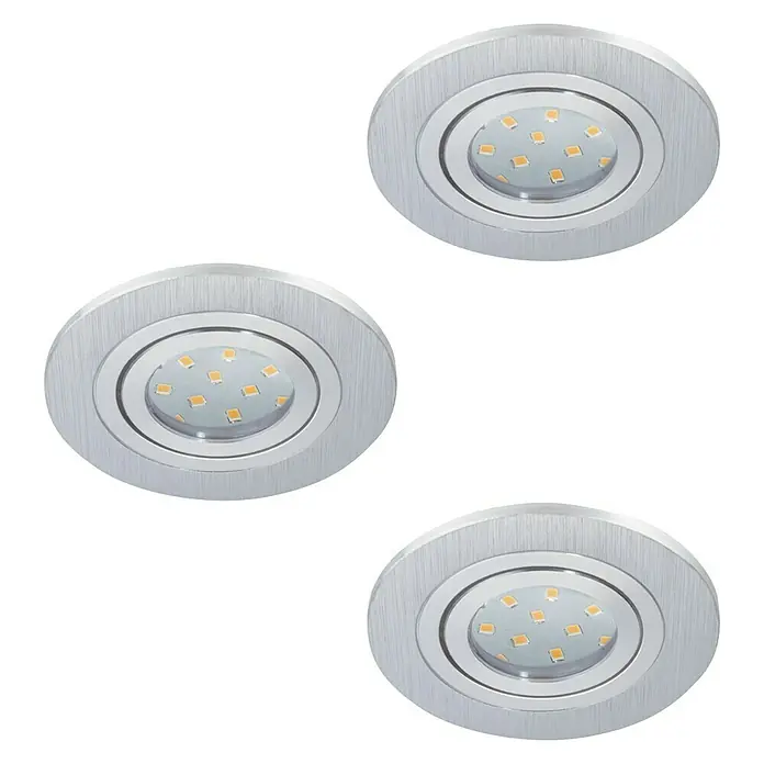Eglo LED ugradbena svjetiljka, okrugla Areitio - 5 W, Ø x V: 11 x 11,5 cm, Aluminij, Topla bijela, 3 Kom. - Pogled sprijeda