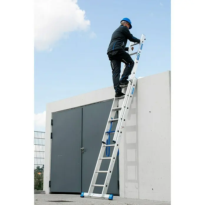 Krause Stabilo Sprossen-Mehrzweckleiter +S - Arbeitshöhe: 5,15 m, Anzahl Tritte: 2 x 9 Sprossen, Aluminium - Anwendungsbeispiel