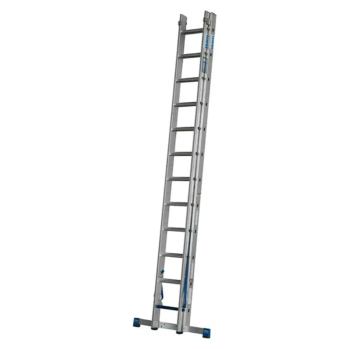 Krause Stabilo Sprossen-Mehrzweckleiter +S - Arbeitshöhe: 6,7 m, Anzahl Tritte: 2 x 12 Sprossen, Aluminium - Linke Seitenansicht