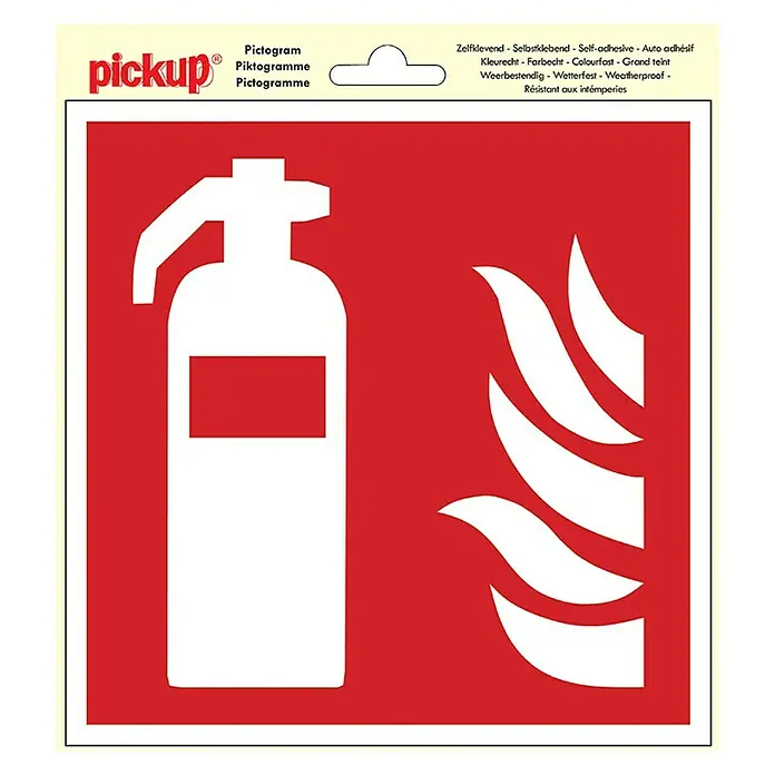 Pickup Etiqueta adhesiva - L x An: 15 x 15 cm, Extintor de incendios, Rojo/Blanco