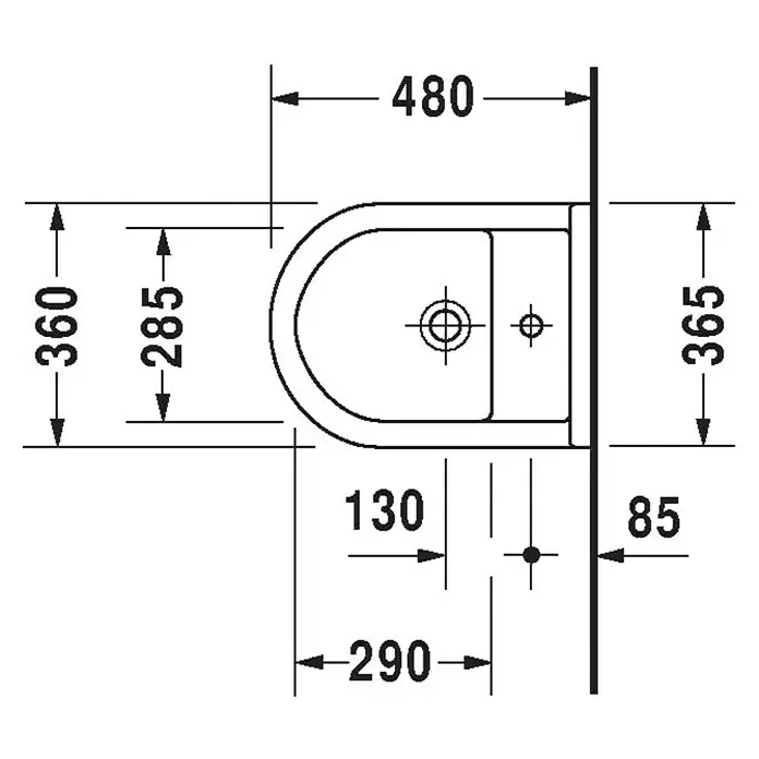 Duravit Starck 3 Wand-Bidet Compact Typ 1 - Ohne Spezialglasur, Keramik, Weiß