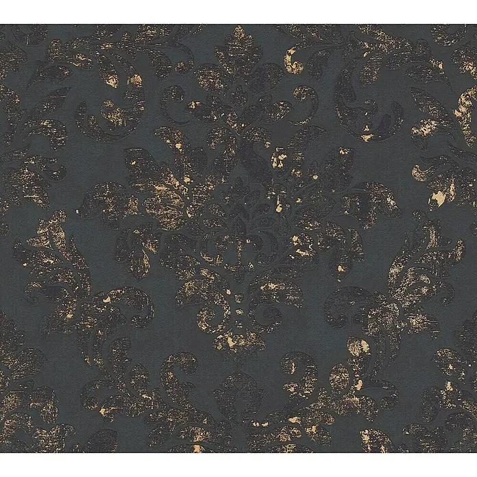 AS Creation Neue Bude 2.0 ED II Vliestapete Damask - Schwarz/Gold, Ornament, 10,05 x 0,53 m - Detailaufnahme