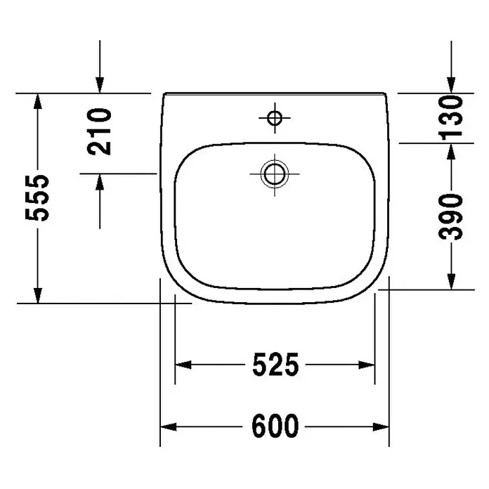 Duravit D-Code Waschtisch Vital Med - 60 x 55,5 cm, Ohne Spezialglasur, Hahnloch: Mitte, Ohne Überlauf, Weiß