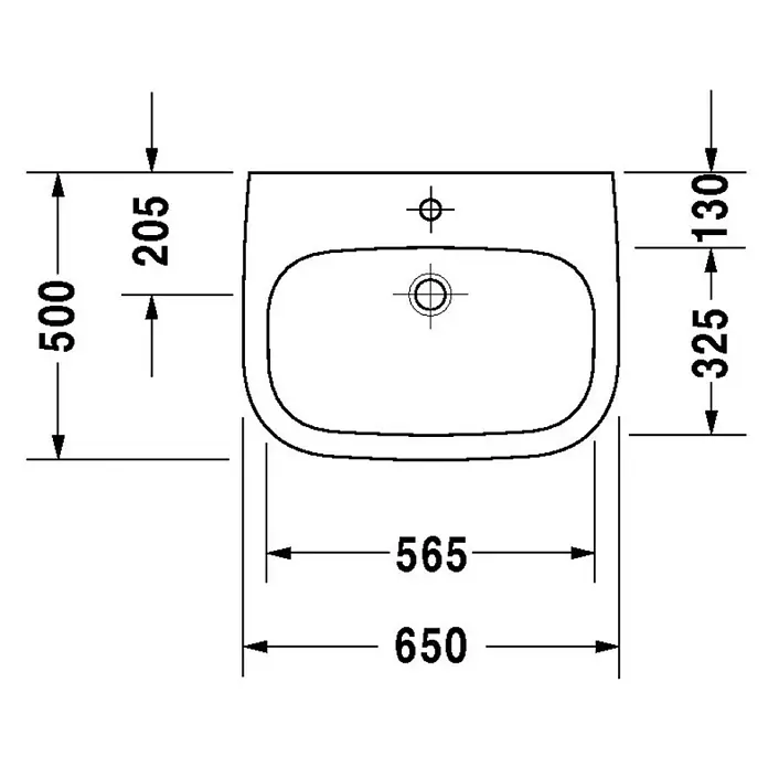 Duravit D-Code Waschtisch Med - 65 x 50 cm, Ohne Spezialglasur, Hahnloch: Ohne, Ohne Überlauf, Weiß