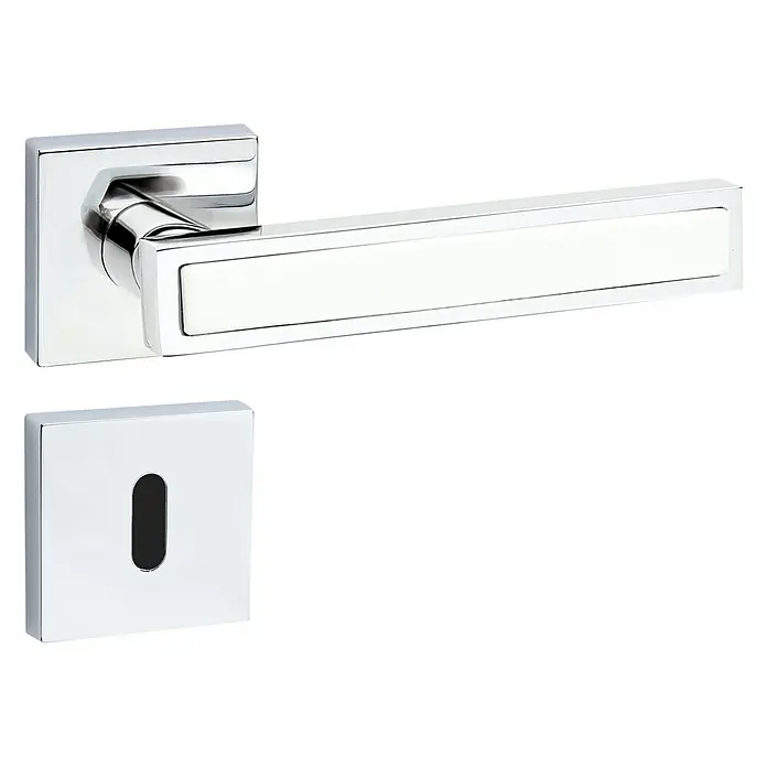 Diamond Doors Zimmertürgarnitur Tyler White - Türstärke: 40 mm - 45 mm, Buntbart BB, Chrom - Linke Seitenansicht