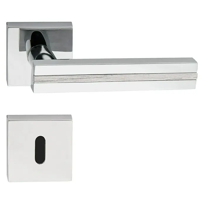 Diamond Doors Zimmertürgarnitur Hampton White - Türstärke: 40 mm - 45 mm, Buntbart BB, Chrom - Linke Seitenansicht