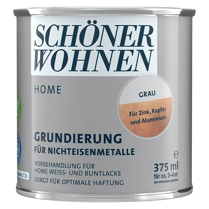 SCHÖNER WOHNEN-Farbe Home Grundierung Nichteisen - Grau, 375 ml - Vorderansicht