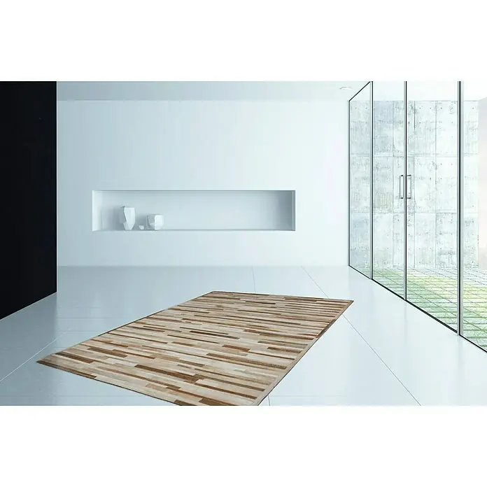 Kayoom Echtlederteppich Eclipse 110 - Creme, Braun, 170 x 120 cm, 100 % Leder - Stimmungsaufnahme