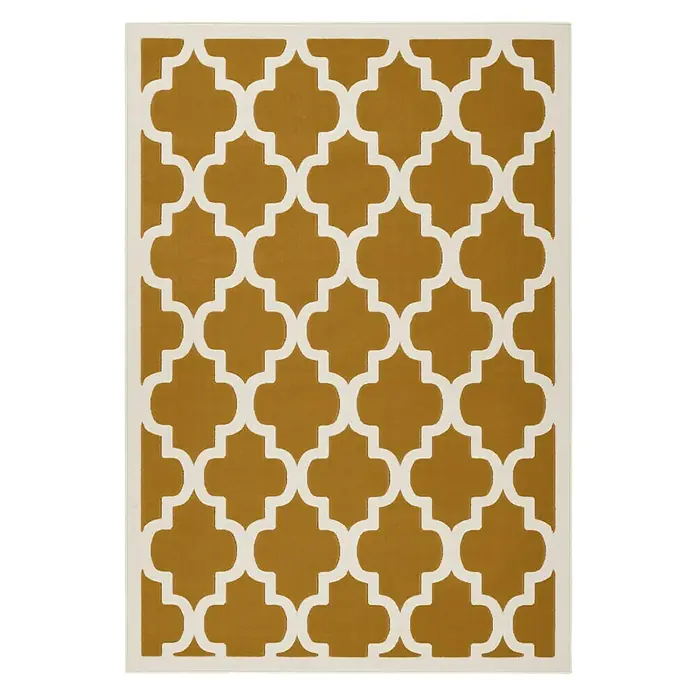 Kayoom Teppich mit Konturenschnitt Maroc - Gold/Elfenbein, 150 x 80 cm, 100 % Polypropylen - Ansicht von oben