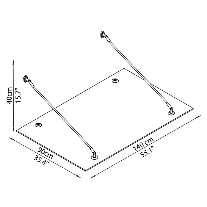 Palram – Canopia Vordach Taurus - 1.400 x 900 x 400 mm, Farbe Träger: Silber