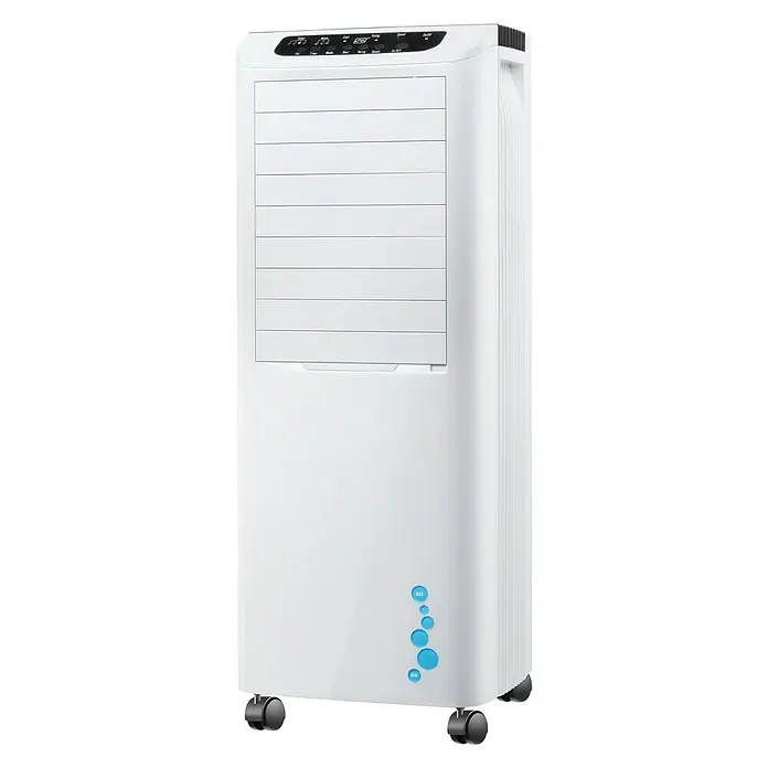 PR Klima Climatizador evaporativo 18L - Blanco/Negro, Altura: 81 cm, 80 W, Ruedas para transporte - Vista frontal
