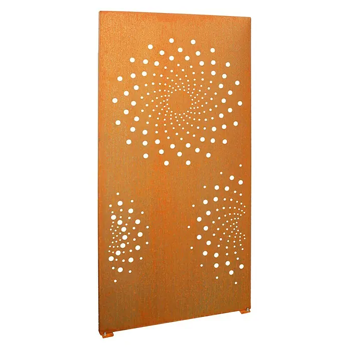 Palatino Space Vertical Sichtschutzelement Orbis - 87 x 180 cm, Cortenstahl, Motiv: Kreis, Edelrost - Linke Seitenansicht
