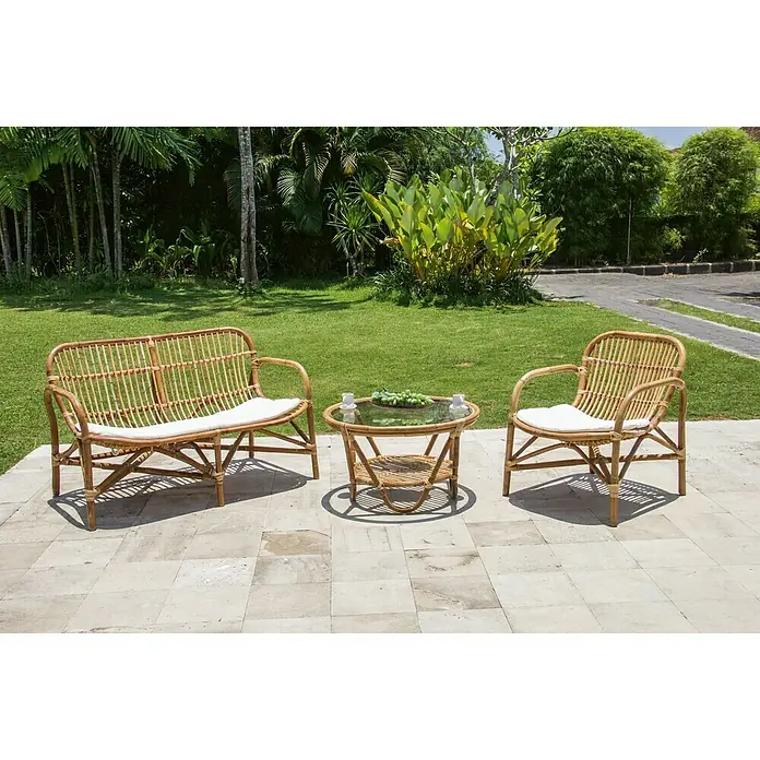 Sofá de jardín Sulawesi - Natural, Ratán natural, L x An x Al: 120 x 70 x 76 cm